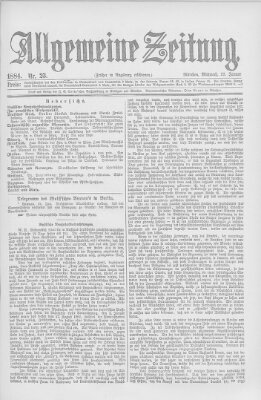 Allgemeine Zeitung Mittwoch 23. Januar 1884