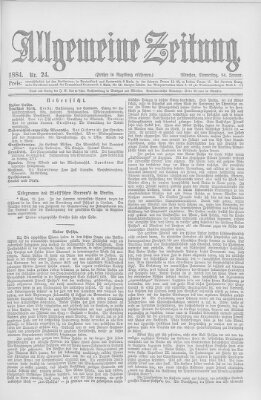 Allgemeine Zeitung Donnerstag 24. Januar 1884