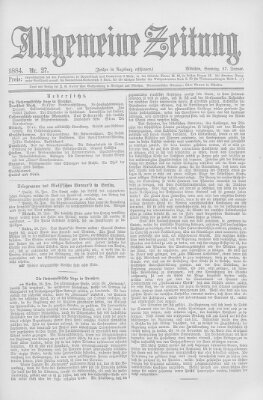Allgemeine Zeitung Sonntag 27. Januar 1884
