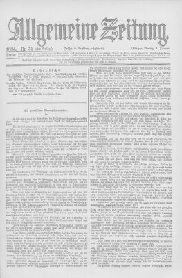 Allgemeine Zeitung Montag 4. Februar 1884