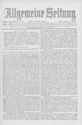 Allgemeine Zeitung Montag 11. Februar 1884