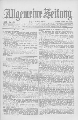 Allgemeine Zeitung Dienstag 12. Februar 1884