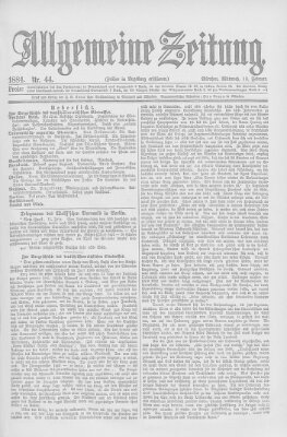 Allgemeine Zeitung Mittwoch 13. Februar 1884