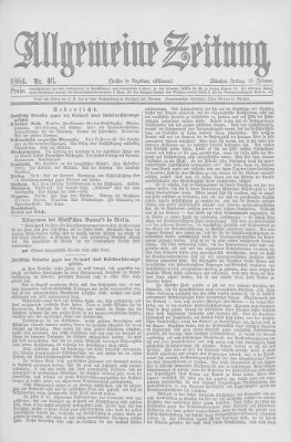 Allgemeine Zeitung Freitag 15. Februar 1884