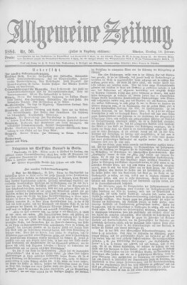 Allgemeine Zeitung Dienstag 19. Februar 1884