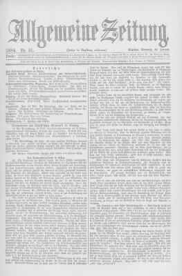 Allgemeine Zeitung Mittwoch 20. Februar 1884