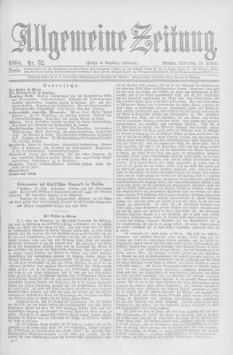 Allgemeine Zeitung Donnerstag 21. Februar 1884