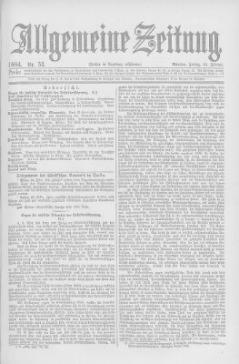 Allgemeine Zeitung Freitag 22. Februar 1884