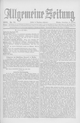 Allgemeine Zeitung Samstag 23. Februar 1884