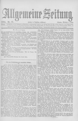 Allgemeine Zeitung Mittwoch 5. März 1884