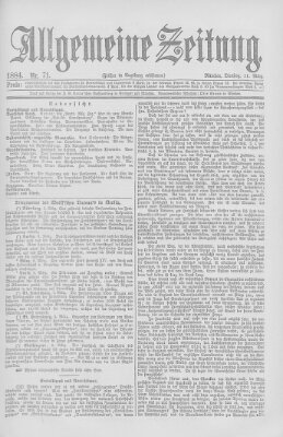 Allgemeine Zeitung Dienstag 11. März 1884