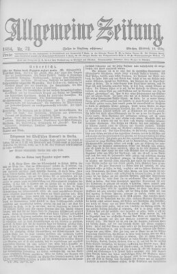 Allgemeine Zeitung Mittwoch 12. März 1884