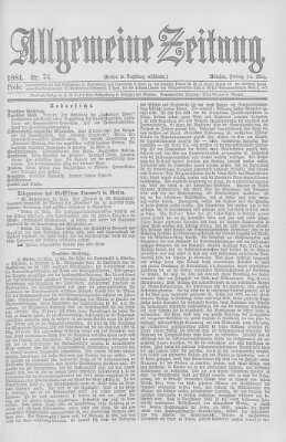 Allgemeine Zeitung Freitag 14. März 1884