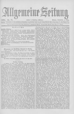 Allgemeine Zeitung Samstag 15. März 1884