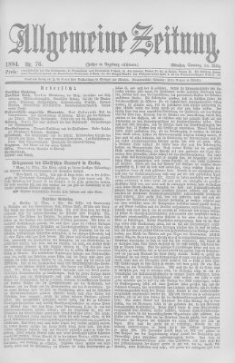 Allgemeine Zeitung Sonntag 16. März 1884