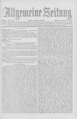 Allgemeine Zeitung Samstag 22. März 1884