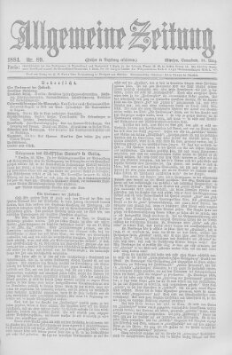 Allgemeine Zeitung Samstag 29. März 1884