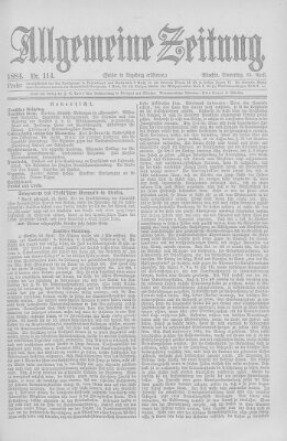 Allgemeine Zeitung Donnerstag 24. April 1884