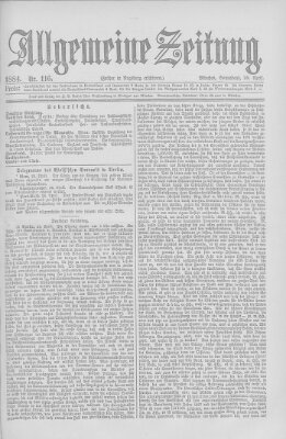 Allgemeine Zeitung Samstag 26. April 1884