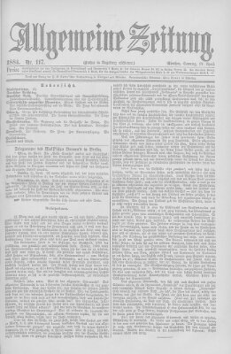 Allgemeine Zeitung Sonntag 27. April 1884