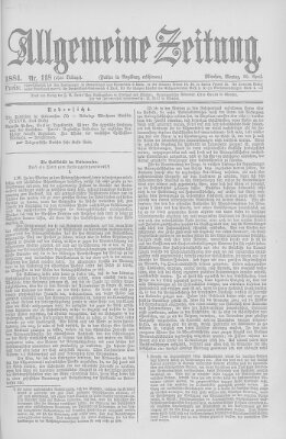 Allgemeine Zeitung Montag 28. April 1884