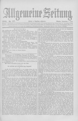 Allgemeine Zeitung Samstag 7. Juni 1884