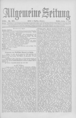 Allgemeine Zeitung Freitag 13. Juni 1884