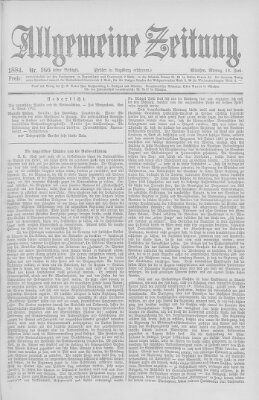 Allgemeine Zeitung Montag 16. Juni 1884