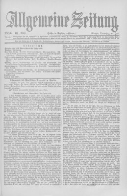 Allgemeine Zeitung Donnerstag 19. Juni 1884