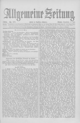 Allgemeine Zeitung Samstag 21. Juni 1884