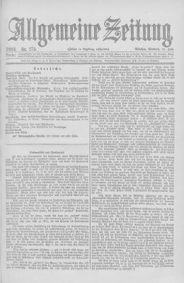 Allgemeine Zeitung Mittwoch 25. Juni 1884