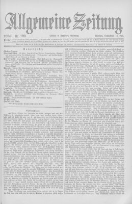 Allgemeine Zeitung Samstag 19. Juli 1884