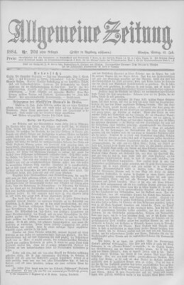 Allgemeine Zeitung Montag 21. Juli 1884