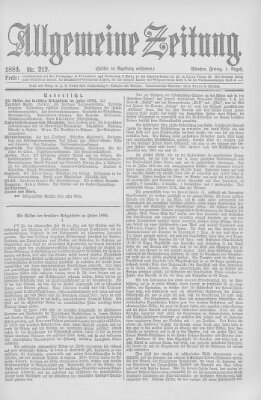 Allgemeine Zeitung Freitag 1. August 1884