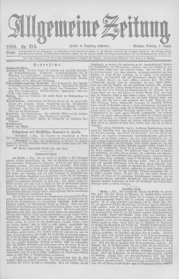 Allgemeine Zeitung Sonntag 3. August 1884