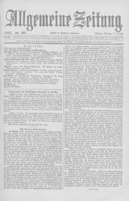 Allgemeine Zeitung Dienstag 12. August 1884