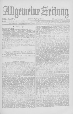 Allgemeine Zeitung Samstag 16. August 1884