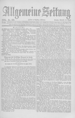 Allgemeine Zeitung Mittwoch 20. August 1884