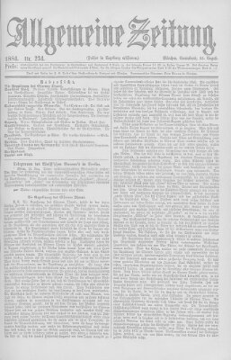 Allgemeine Zeitung Samstag 23. August 1884