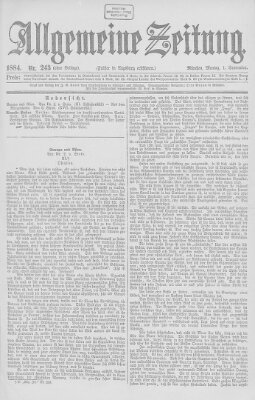 Allgemeine Zeitung Montag 1. September 1884