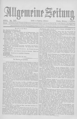 Allgemeine Zeitung Mittwoch 3. September 1884