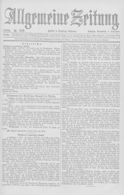 Allgemeine Zeitung Samstag 6. September 1884