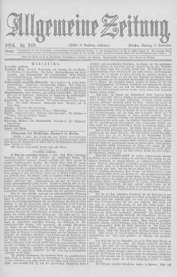 Allgemeine Zeitung Sonntag 7. September 1884