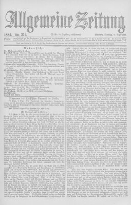 Allgemeine Zeitung Dienstag 9. September 1884
