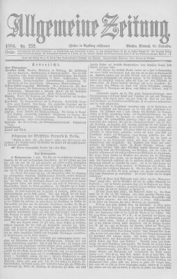 Allgemeine Zeitung Mittwoch 10. September 1884