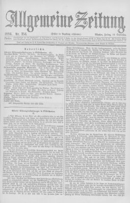 Allgemeine Zeitung Freitag 12. September 1884