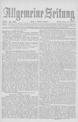 Allgemeine Zeitung Freitag 19. September 1884