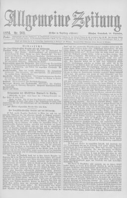 Allgemeine Zeitung Samstag 20. September 1884