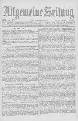 Allgemeine Zeitung Sonntag 21. September 1884