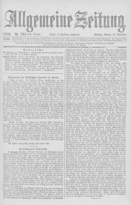 Allgemeine Zeitung Montag 22. September 1884